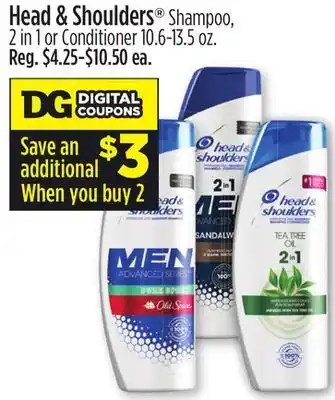 Dollar General Head & shoulders® shampoo, 2 in 1 or conditioner 10.6-13.5 oz offer