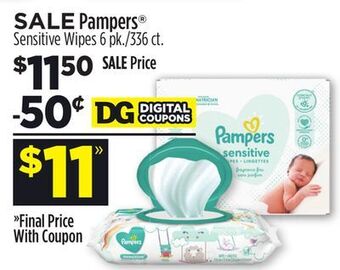 Dollar General Pampers® sensitive wipes offer