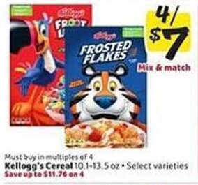 Weis Markets Kellogg's Cereal offer