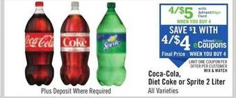 Price Chopper Coca-cola, diet coke or sprite 2 liter offer