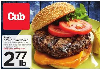 Cub Foods Fresh 80% ground beef offer