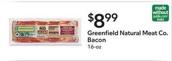 Publix Greenfield natural meat co bacon offer