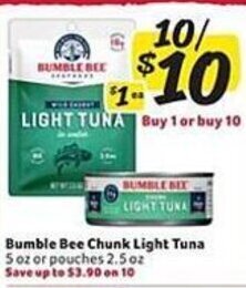 Weis Markets Bumble Bee Chunk Light Tuna offer