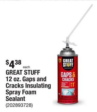 The Home Depot Great stuff 12 oz. gaps and cracks insulating spray foam sealant offer