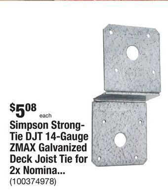 The Home Depot Simpson strong-tie djt 14-gauge zmax galvanized deck joist tie for 2x nominal lumber offer