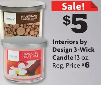 Family Dollar Interiors by design frame 4" x6", wax cubes candle cobbler 3 oz. interiors by design 3-wick candle offer