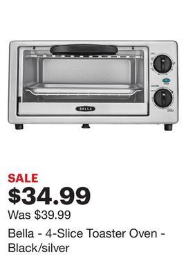 Best Buy Bella - 4-slice toaster oven - black/silver offer