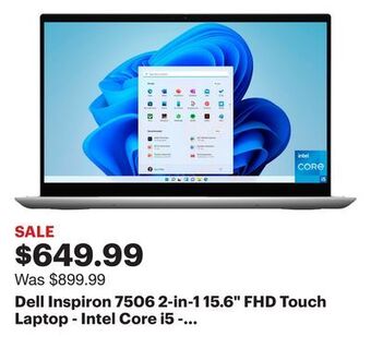 Best Buy Dell inspiron 7506 2-in-1 15.6" fhd touch laptop - intel core i5 - 8gb ram - 256gb ssd - silver offer
