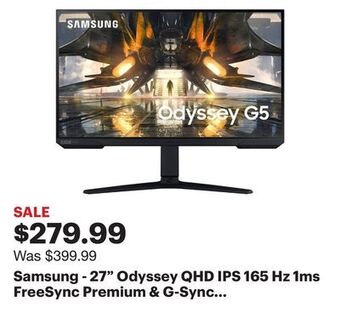 Best Buy Samsung - 27" odyssey qhd ips 165 hz 1ms freesync premium & g-sync compatible gaming monitor with hdr (display port, hdmi) - offer