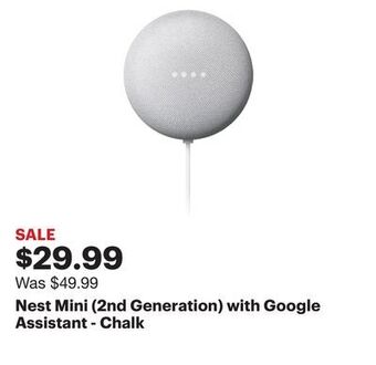 Best Buy Nest mini (2nd generation) with google assistant - chalk offer