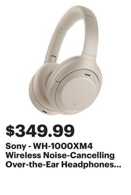 Best Buy Sony - wh-1000xm4 wireless noise-cancelling over-the-ear headphones - silver offer