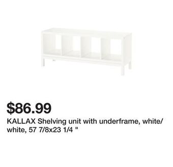 Ikea Kallax shelving unit with underframe, white/white, 57 7/8x23 1/4 " offer