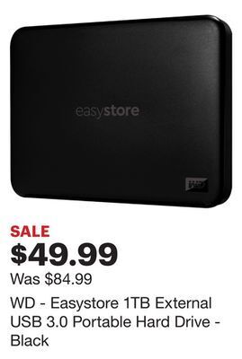 Best Buy Wd - easystore 1tb external usb 3.0 portable hard drive - black offer