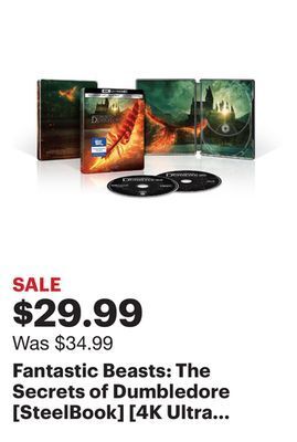 Best Buy Fantastic beasts: the secrets of dumbledore [steelbook] [4k ultra hd blu-ray/blu-ray] [only @ bby] [2022] offer