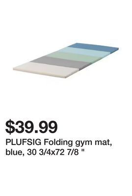 Ikea Plufsig folding gym mat, blue, 30 3/4x72 7/8 " offer
