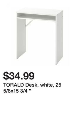 Ikea Torald desk, white, 25 5/8x15 3/4 " offer