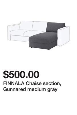 Ikea Finnala chaise section, gunnared medium gray offer