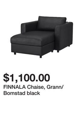 Ikea Finnala chaise, grann/bomstad black offer