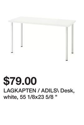 Ikea Lagkapten / adils\ desk, white, 55 1/8x23 5/8 " offer