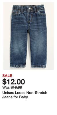 Old Navy Unisex loose non-stretch jeans for baby offer
