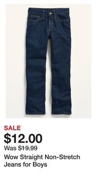 Old Navy Wow straight non-stretch jeans for boys offer