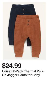 Old Navy Unisex 2-pack thermal pull-on jogger pants for baby offer