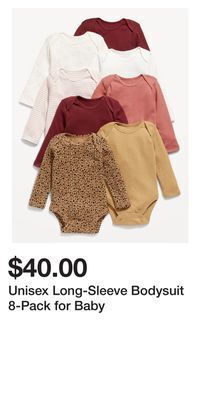 Old Navy Unisex long-sleeve bodysuit 8-pack for baby offer