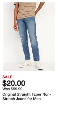 Old Navy Original straight taper non-stretch jeans for men offer