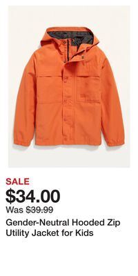Old Navy Gender-neutral hooded zip utility jacket for kids offer