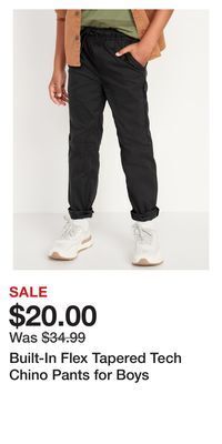 Old Navy Built-in flex tapered tech chino pants for boys offer