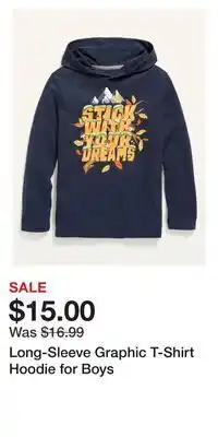Old Navy Long-sleeve graphic t-shirt hoodie for boys offer