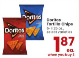 Albertsons Doritos Tortilla Chips 6-11.25 oz. offer