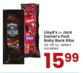 Albertsons Lloyd's or Jack Daniel's Pork Baby Back Ribs 24-40 oz. offer