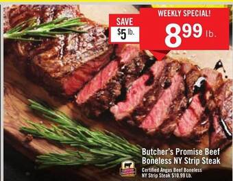 Price Chopper Butcher's promise beef boneless ny strip steak offer
