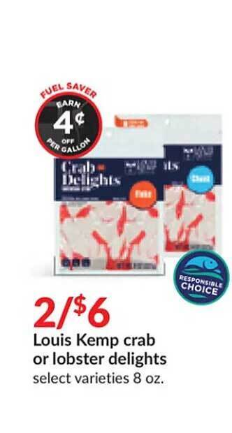 Hy-Vee Louis kemp crab or lobster delights offer