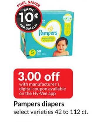 Hy-Vee Pampers diapers offer