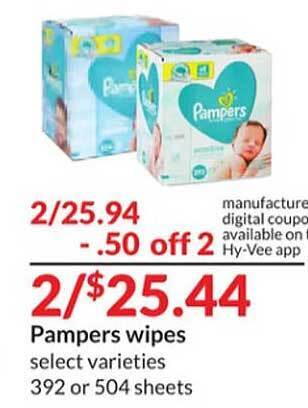 Hy-Vee Pampers wipes offer