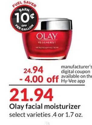 Hy-Vee Olay facial moisturizer offer