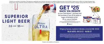 Hy-Vee Michelob ultra superior light beer offer