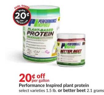 Hy-Vee Performance inspired plant protein or better beet offer