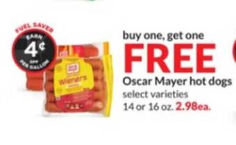 Hy-Vee Oscar mayer hot dogs offer