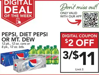 Pete's Fresh Market Pepsi, Diet Pepsi or Mt. Dew offer