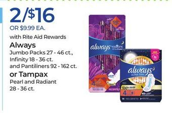 Rite Aid Always or tampax offer