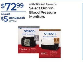 Rite Aid Select omron blood pressure monitors offer