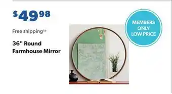 Sam's Club 36" round farmhouse mirror offer