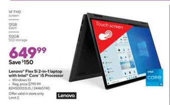 Staples Lenovo Flex 5i 2-in-1 Laptop With Intel Core I5 Processor offer