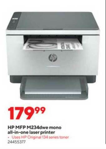 Staples HP MFP M234DWE Mono All-in-One Laser Printer offer