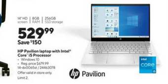 Staples HP Pavilion Laptop With Intel Core I5 Processor offer
