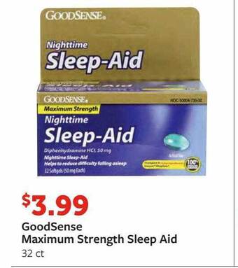 Fareway Goodsense maximum strength sleep aid offer
