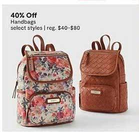 JC Penney Handbags select styles offer